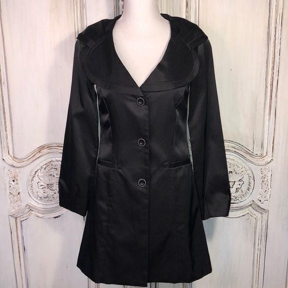 WANKO Cotton Blend Chic Unique Shawl Collar Long Sleeve Dress Coat Size 34 - Picture 1 of 15